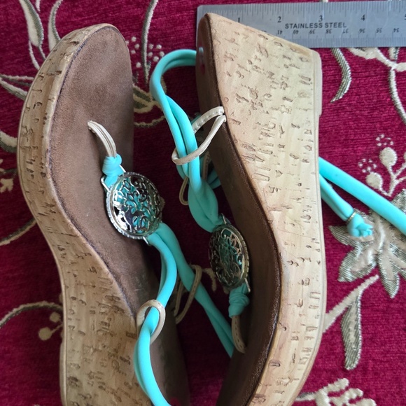 Chula Tulum Teal Interchangeable Ankle Wrap Sandals size 6 - Picture 8 of 15